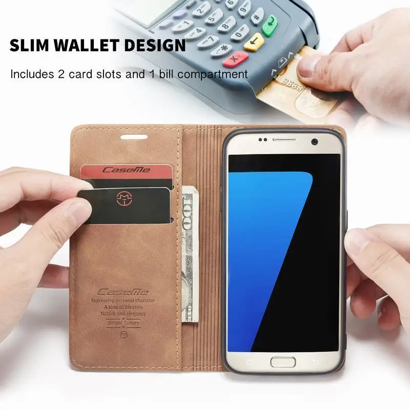 Case For Samsung Galaxy S7 Edge Magnetic Attraction Flip Luxury Leather Wallet Phone Case Cover For Samsung Galaxy S7 S 7 Edge