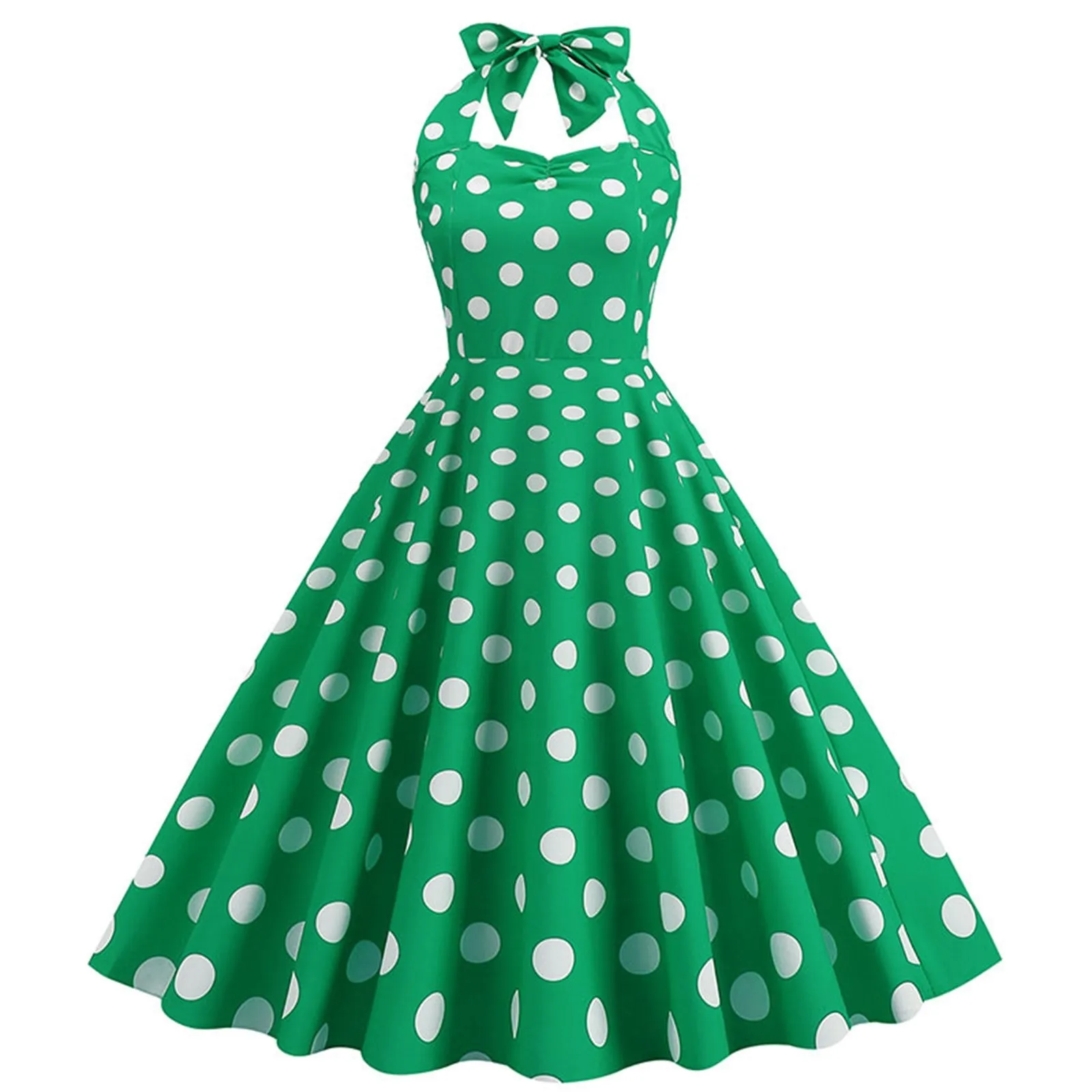 Vestido de oficina rosa elegante a la moda con muescas para mujer, bata Pinup con estampado de lunares, vestidos Vintage sin mangas de verano para mujer 2025