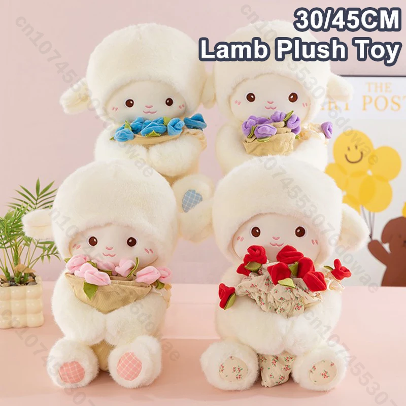 

30/45 см милая мягкая овечья плюшевая игрушка маленькая кукла-ягненок подушка очаровательный магнитный обнимающий букет роз на день рождения, День Святого Валентина, рождественские подарки