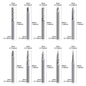 LIDIAO çapak Seti, döner, karbür çubuk, 3mm dosya Seti dönen çift kesit aracı metal cilası, ahşap, paslanmaz çelik 8 en çok satılan, freze bıçağı, 3mm ahşap - №5