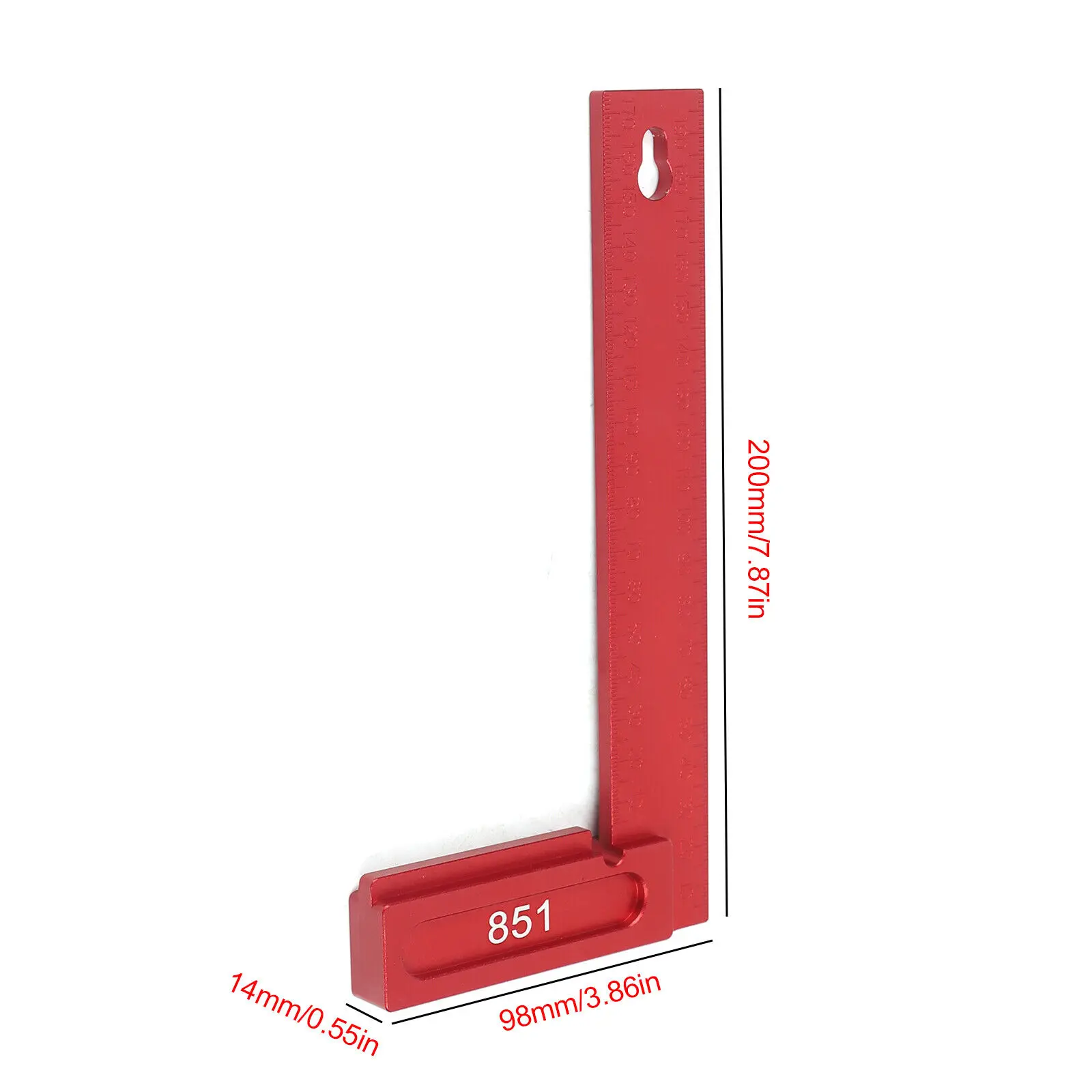 200mm Aluminum Woodworking L Square Ruler Precision Right Angle Measuring Tool with Dual Scales for Carpentry & DIY