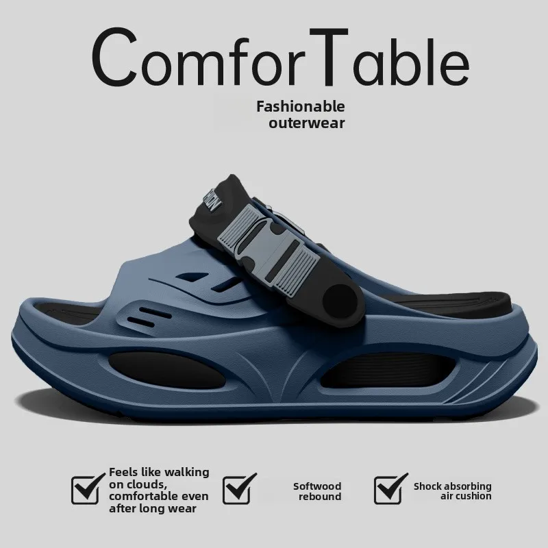 Anti slip and wear-resistant slippers for men's summer new style, with a feeling of stepping on feces while driving outdoors EVA