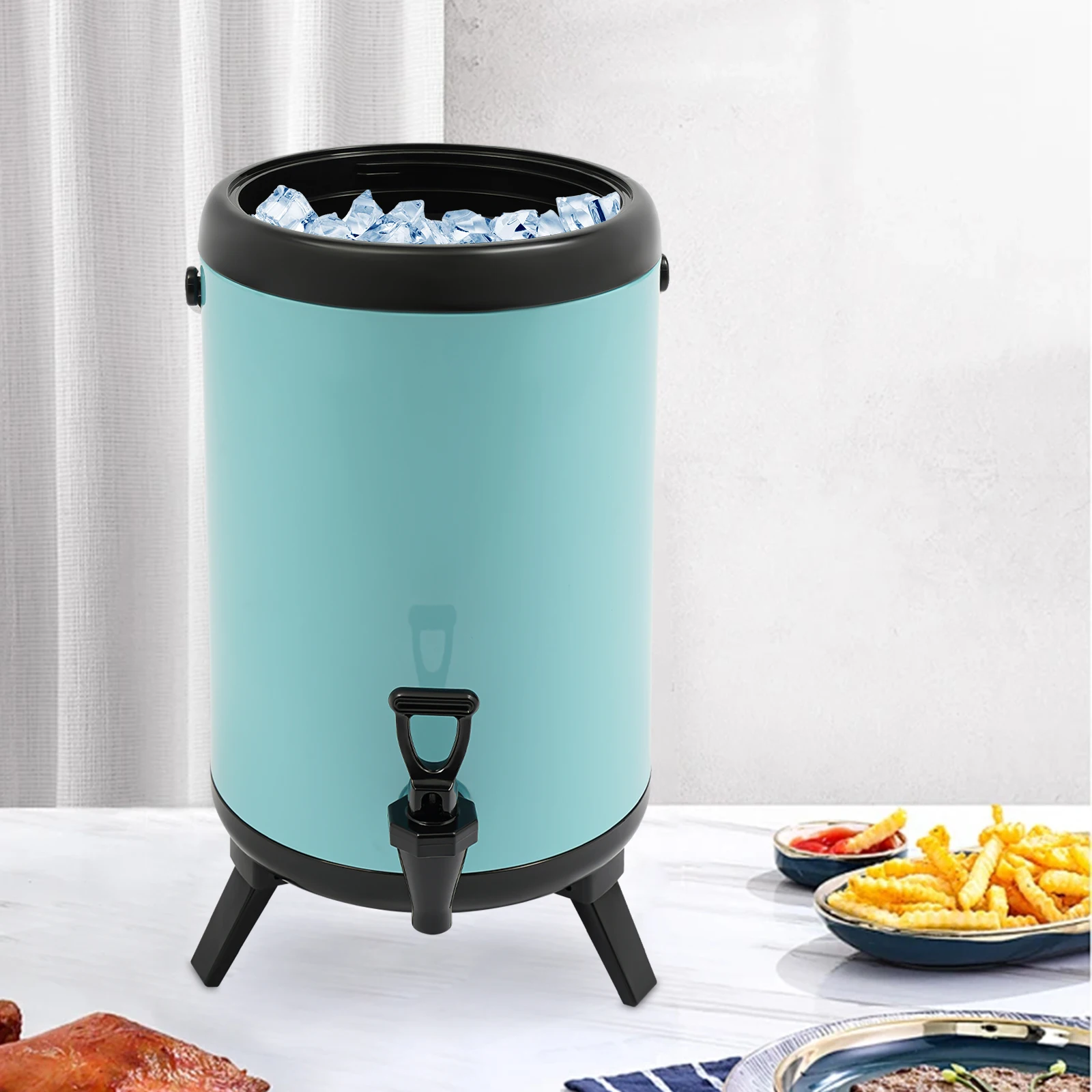 

10L Stainless Steel Insulated Beverage Dispenser (Blue) | No Thermometer, Hot/Cold Use, 4-8H Heat Retention