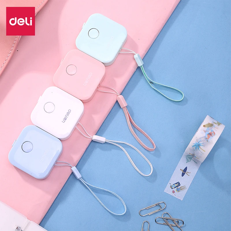 Deli Mini Leather Tape Measure 1.5M Soft Candy Color Flexible Portable Ruler Tapeline Tailor Clothing Kawaii Stationery Tool