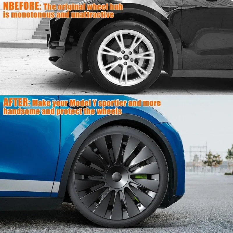 For Tesla Model Y 2020-2024 Wheel Covers 19 Inch Hubcaps 4Pcs ,Rims Wheel Covers Replacement Accessories Matte Black