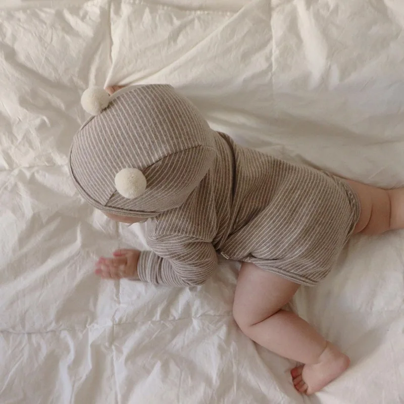 

2026 Spring New Baby Long Sleeve Clothes Set Infant Boy Striped Bodysuit + High Waisted Pants 2pcs Suit Toddler Cotton Outfits