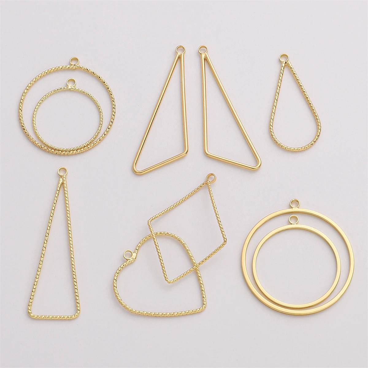 1pc 14K Gold Plated Brass Geometrically Shaped Frame Findings Dripping-shape Charms for Necklace Earring DIY Jewelry Findings