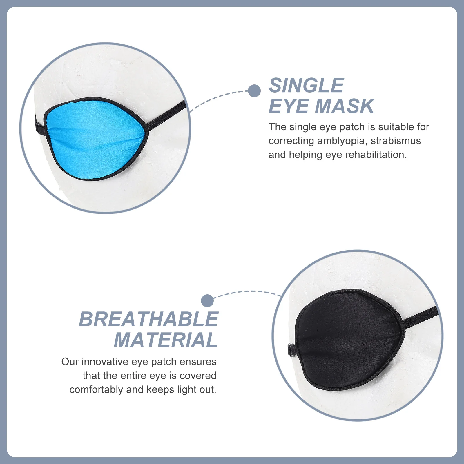 

2Pcs Eye Patches Single Adjustable Lightproof Breathable Eye Cover for Strabismus Amblyopia Correction One-Eye Patches