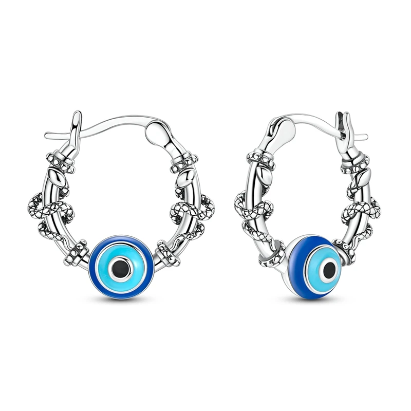 

925 Sterling Silver Earrings Women Vintage Snake Eye Hoop Earring For Anniversary Wedding Jewelry Gifts