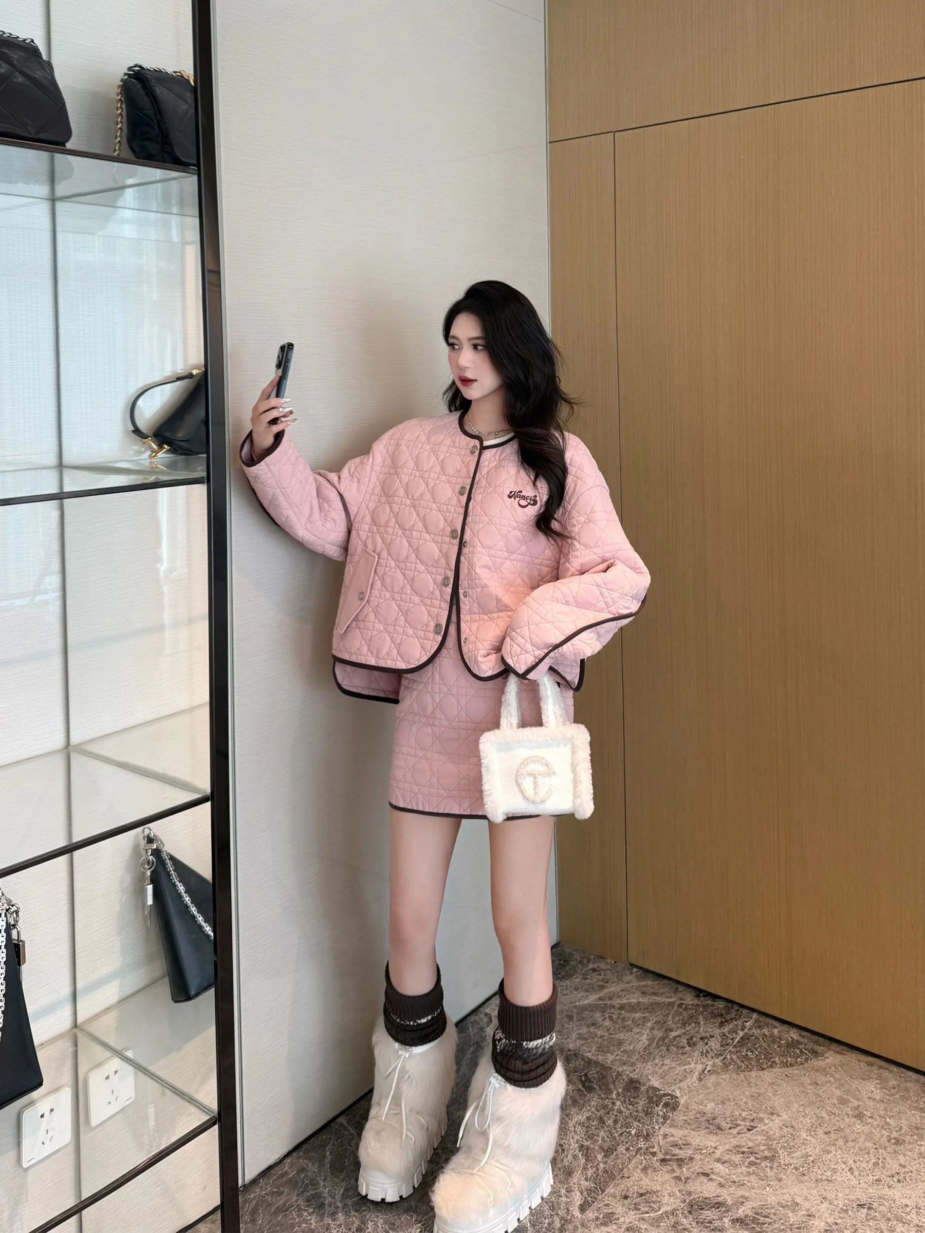 

NancyCavally Light Mist High Densi, экологически чистая хлопковая джинсовая юбка и брюки, женская зимняя коллекция Faion