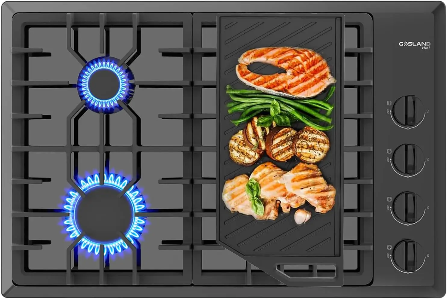 

Газовая плита 30 дюймов, GASLAND PRO GH2304ES 4, Италия, Sabaf, герметичная горелка, 3,9 футов, штепсельная вилка шнура 28300, BTU NG/LPG, трансформер