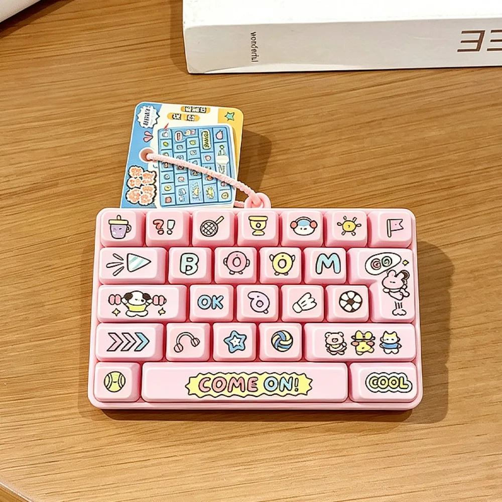 Fun 26-Key Keyboard Keyrings Cartoon Funny Mini Keyboard Pendant Cute Decompression Button Sensory