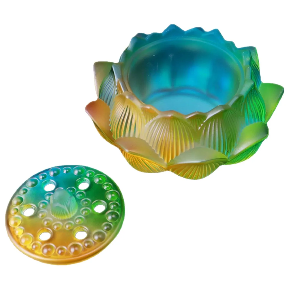 

Lotus Incense Burner Glass Vintage Desktop Censer for Home Decor Aroma Therapy Burner Small Compact Design for Living Room
