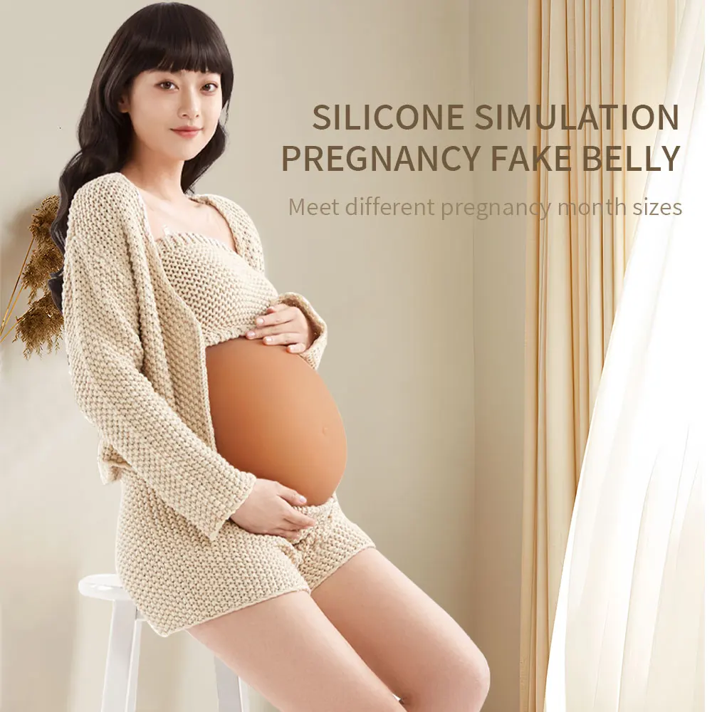 LERVANLA Skinless Silicone Belly Fake Belly for Cross Dresser Pretty for False Pregnant Oversized Twins