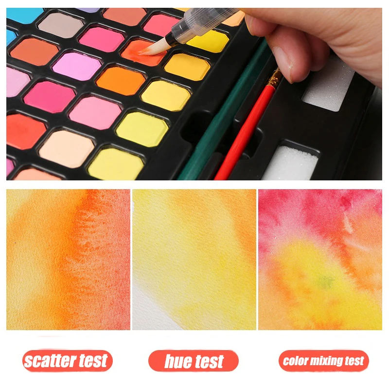 Watercolor Painting  48 Colors Solid Water Color Paint With Brush&Paper Drawing Set Art Supplies for Artists Beginner image 6