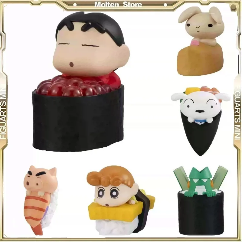 Figura de Acción Coleccionable Bandai Gashapon Crayon Shin-chan Nohara Shiro con Forma de Sushi, Juguete Decorativo, Regalo