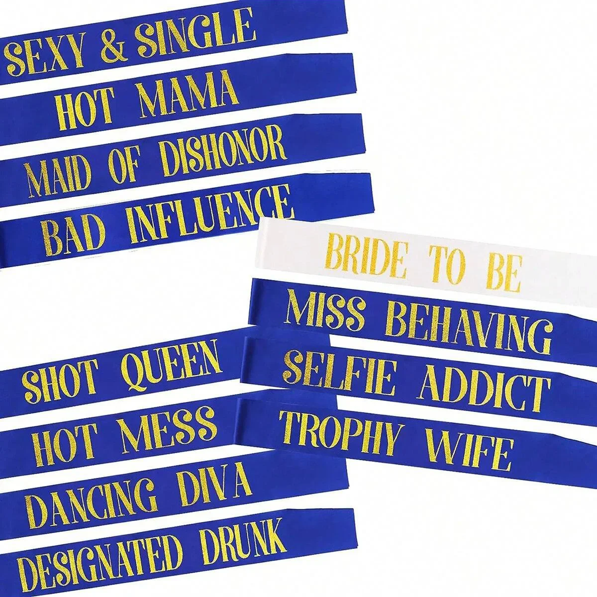 

12 Bachelorette Sashes,Royal Blue Team Bride Bridesmaid Sashes Maid of Bride to Sash Bridal Shower and Party Favors