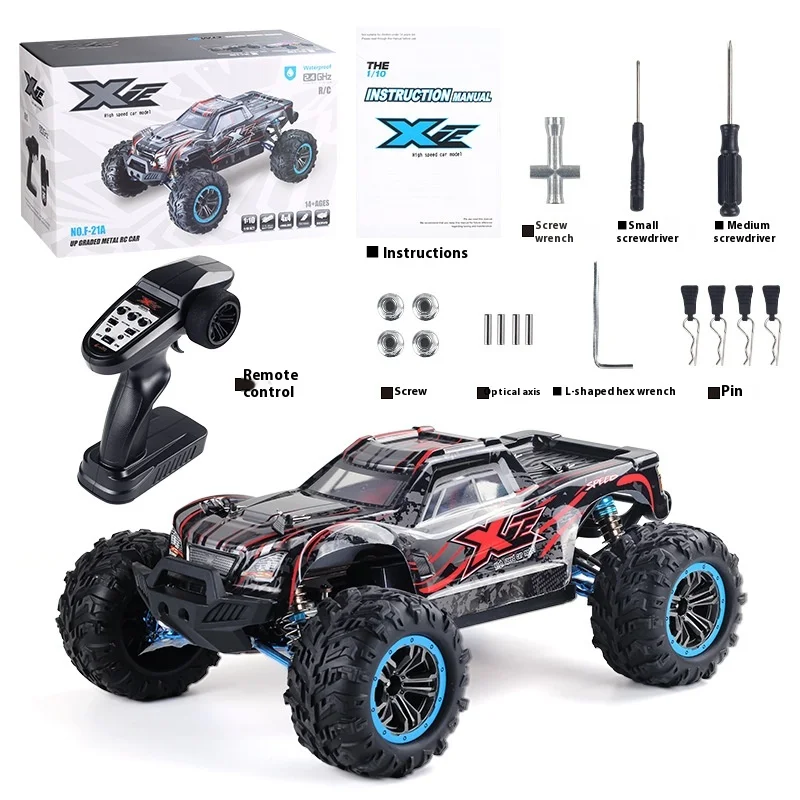 Full Scale Rc1:10 Four-Wheel Drive High-Speed Off-Road Shock Absorber Big Foot Car Wireless Remote Control Car Toy Model Cargift