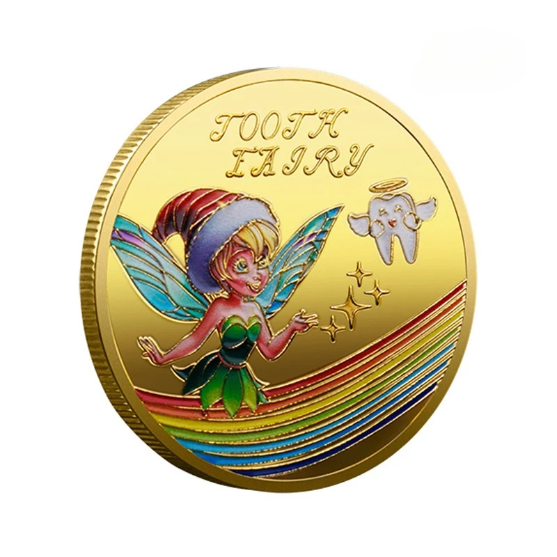 Tooth Fairy Commemorative Coins Gold Plated Small Gift Changing Teeth Collectible Coins Lucky Coin