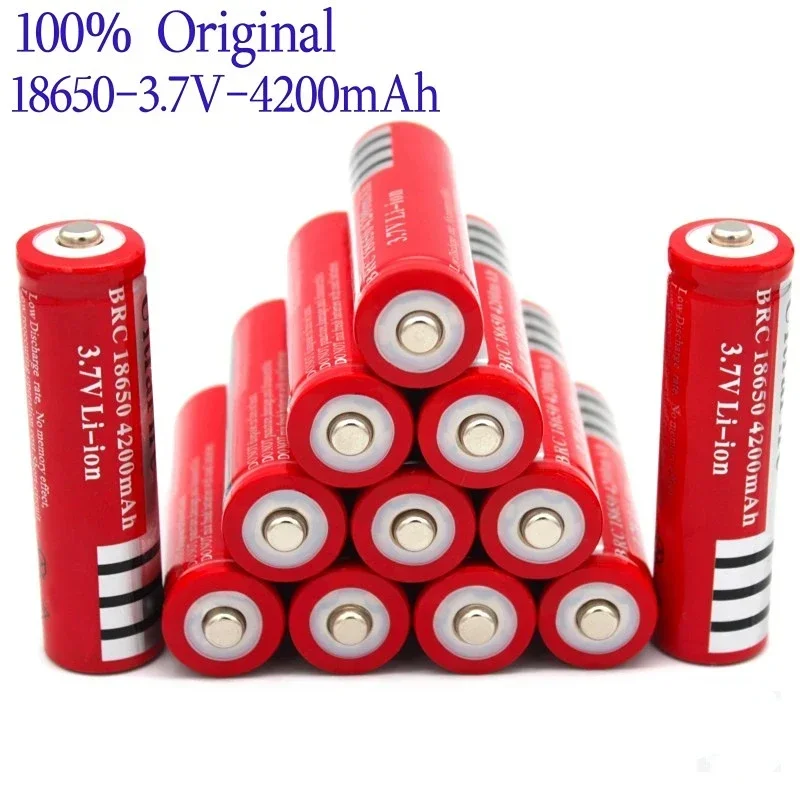 100% New 1-10 PCS BRC18650 Battery 3.7V 4200mAh Rechargeable Lithium-ion Battery for LED Flashlight Litio Battery