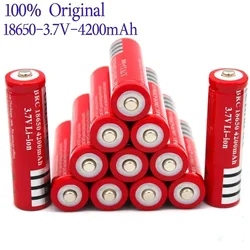 100% New 1-10 PCS BRC18650 Battery 3.7V 4200mAh Rechargeable Lithium-ion Battery for LED Flashlight Litio Battery