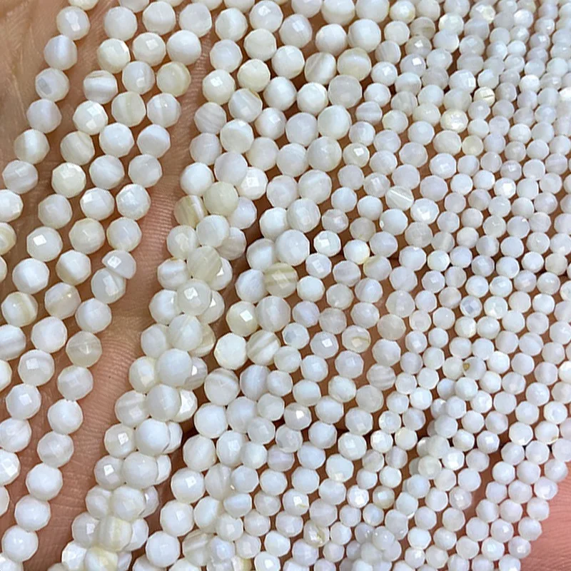 2 3 4MM Faceted Stone Beads Natural Apatite Agate Jade Amethyst Tourmaline Round Spacer Beads for Jewelry Making Diy Bracelet