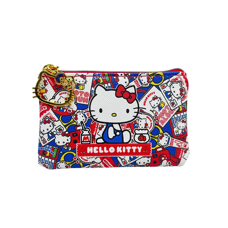 hello kitty cute wallet girls mini coin pouch zipper creative wallet clutch bag cartoon kawaii women birthday gift PU material