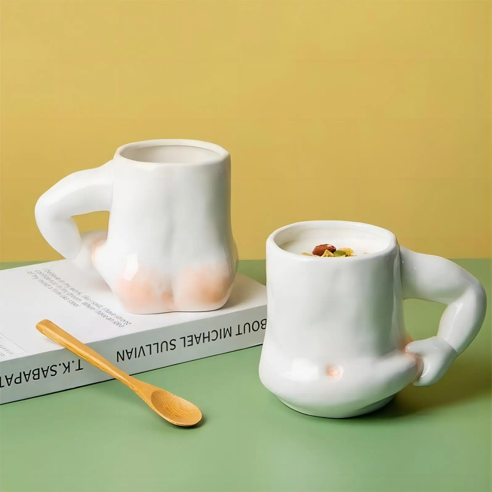 

Kawaii креативные керамические кружки, кофейные чашки, индивидуальная форма тела, милые чашки для кофе, чая, молока, кофе, большие кружки для рук