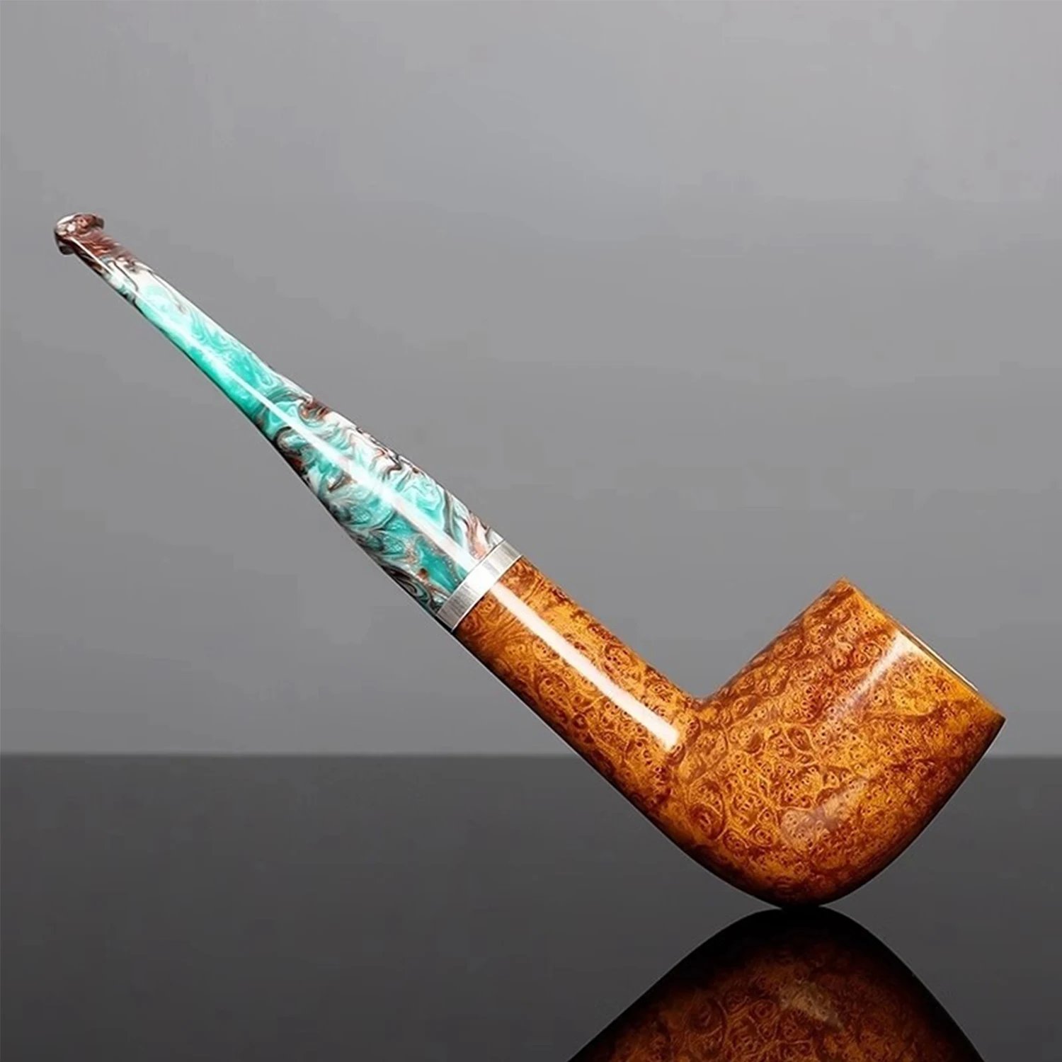 MUXIANG Briarwood Tobacco Pipe Hand-carved Pipe Classic Straight Handle Billiards Rainbow Series Colored Pipe Mouth Father Gift