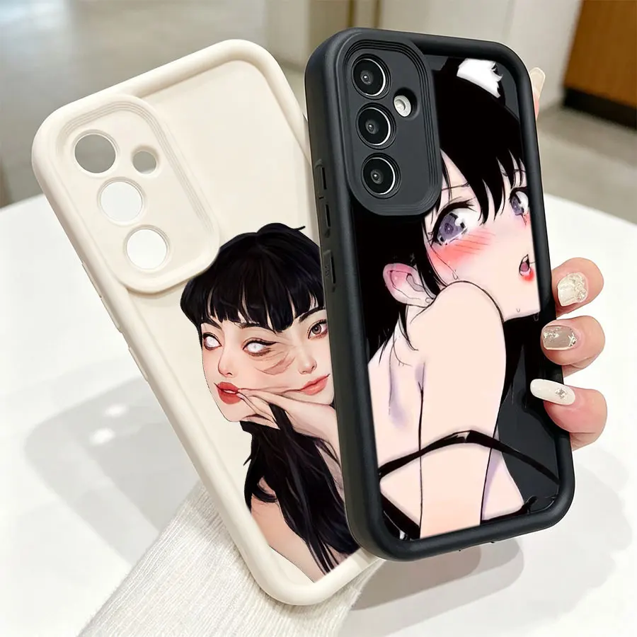 Dark Style Anime Girl Art Phone Case For Samsung Galaxy S26 S25 S24 S23 S22 Ultra FE Plus A06 A07 A16 A17 A26 A36 A55 A56 A57