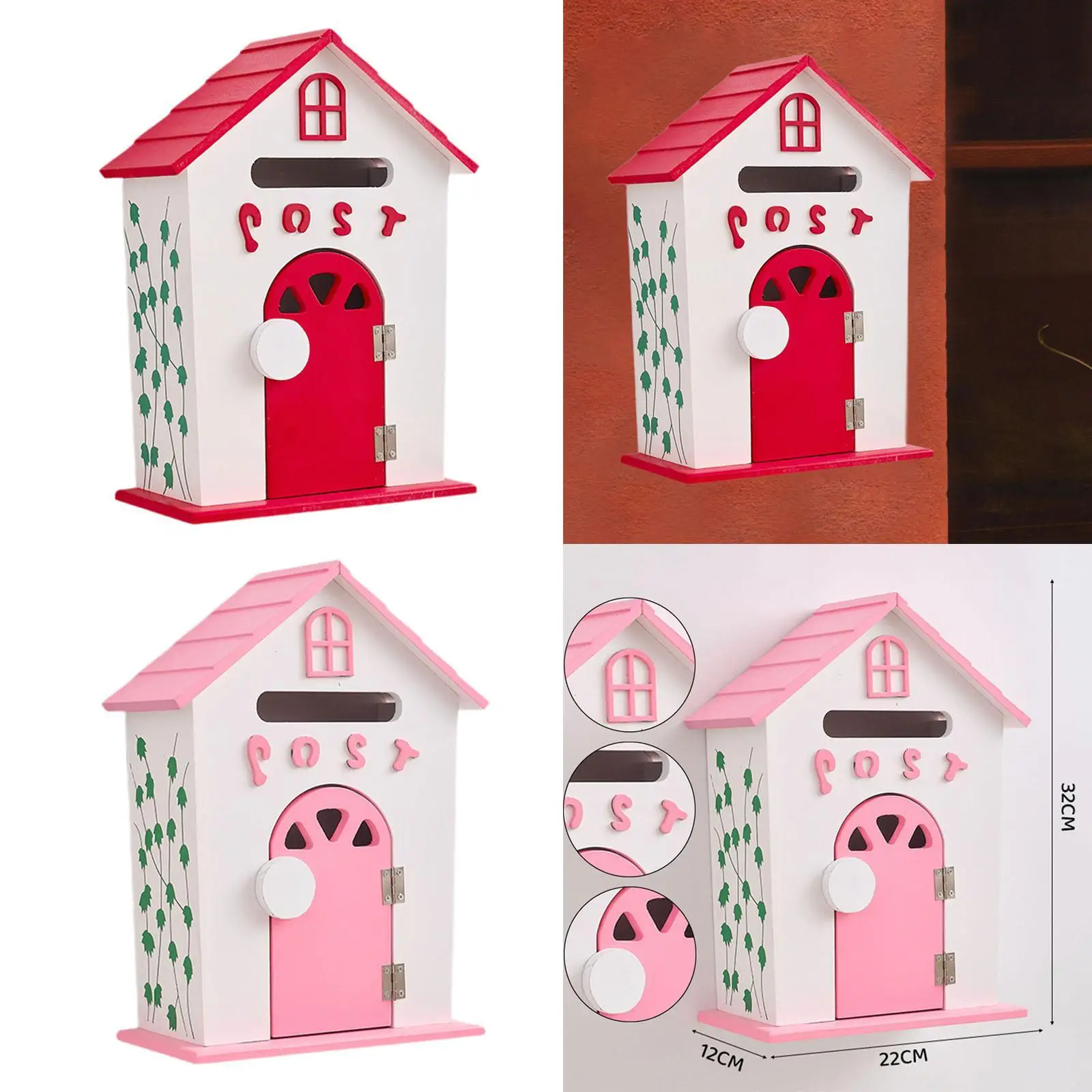 

Locking Mailbox Wood Tree Hole Mail Box Wall Mount Mailbox Drop Box Letterbox for Kindergarten Student Office Gate Front Door