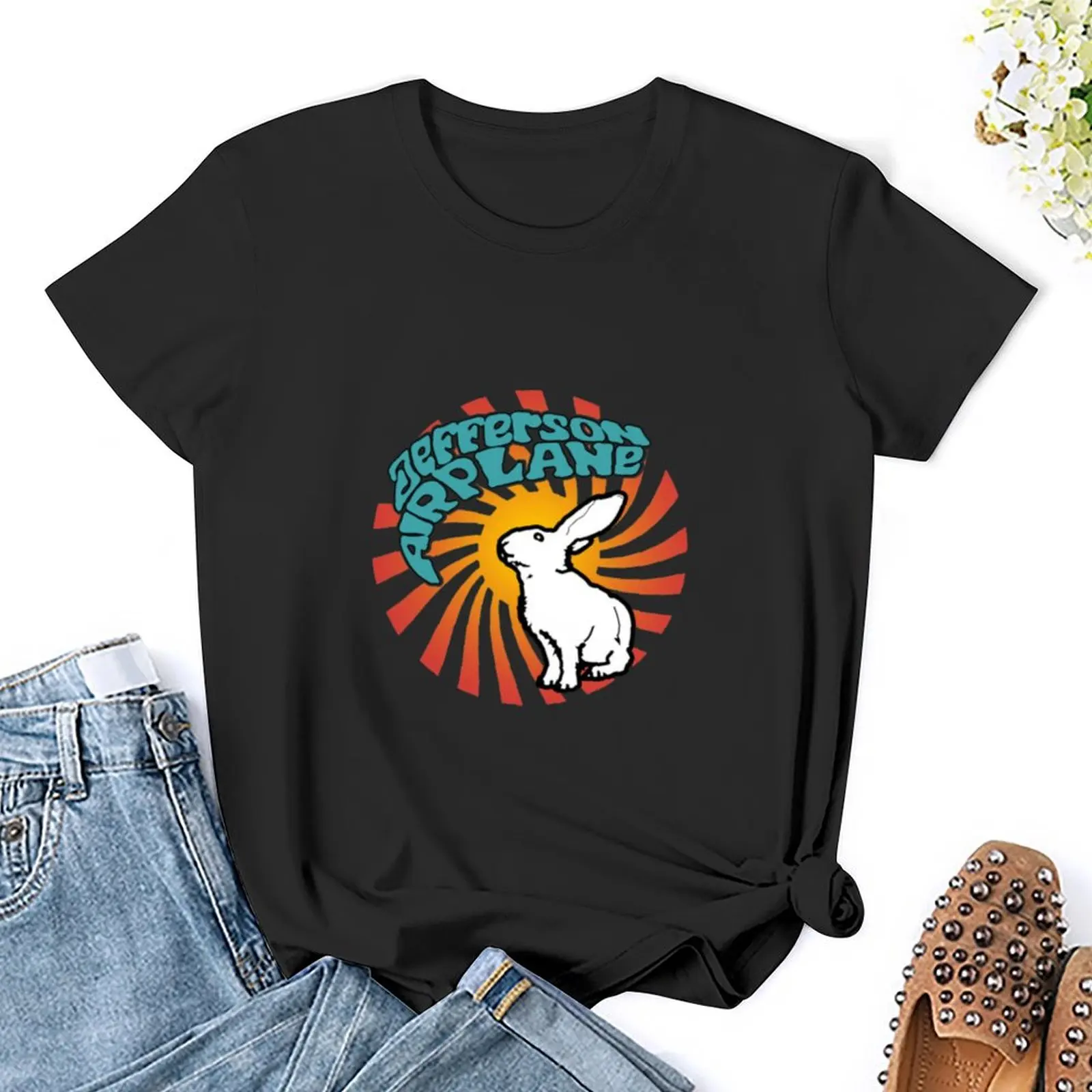 Jefferson Airplane White Rabbit T-Shirt quick-drying customs design your own shirts graphic tees t shirt dress Women