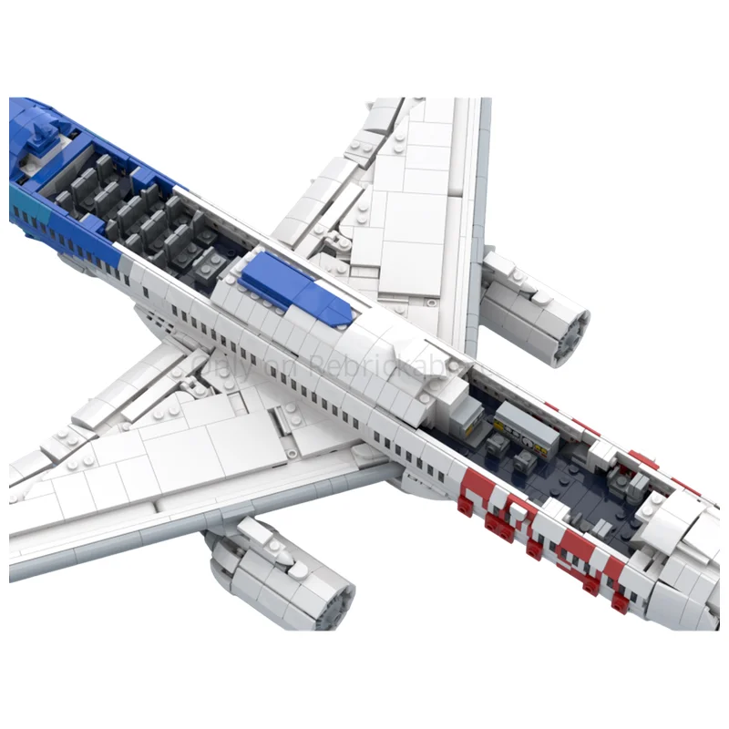 Airborne Science Research Jet MOC Building Blocks 2729 Parts Wide-Body Airliner Interior Model DIY Brick Desktop Collectible