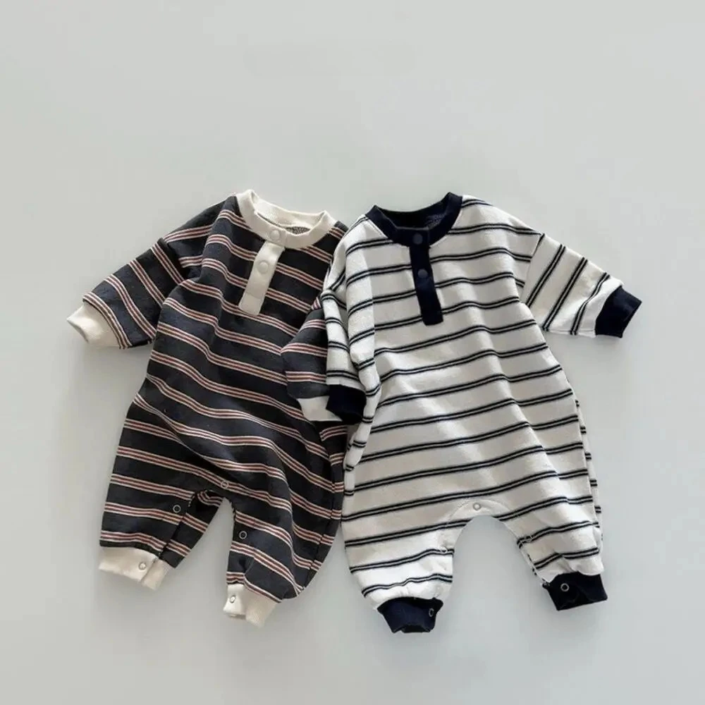 

Korean Baby Jumpsuit Stripe Bear Print Loose Romper Bodysuit for Newborn Infant Toddler Girl Boy Autumn Casual Clothing