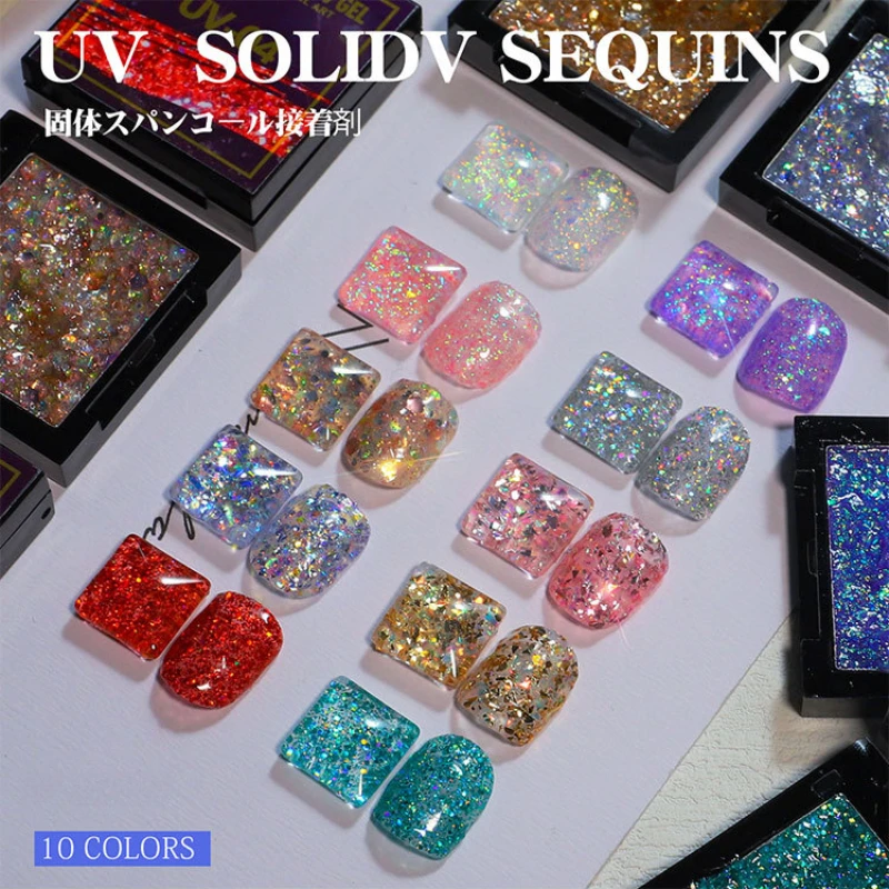 10 Color Glitter Sequins Gel Nail Polish 5ml Spaking Shinig Semi Permanent Paint Hybrid Varnish Top Coat Solid Nail Tips Gel