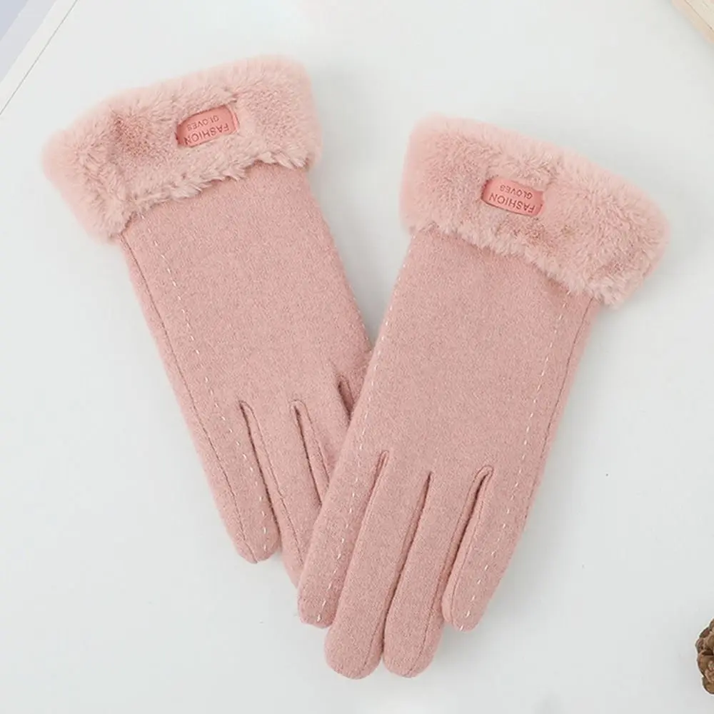 Vintage Windproof Touch Screen Gloves Wear-resistant Full Finger Cycling Gloves Thick Mittens