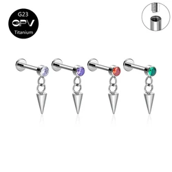 Wholesale G23 Titanium Cylindrical ZC Earrings With Pointed Vertebral Pendant Ear Cartilage Nails Perforated Jewelry Nose Nails