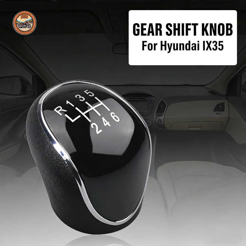 

Для Hyundai Tucson IX35 2012-2015: Ручка переключения передач 6-ступенчатая, рычаг КПП, головка рычага, автомобильные аксессуары, серебристый/черный