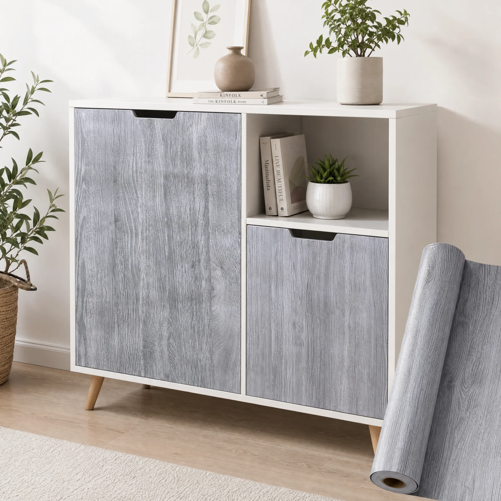 

Waterproof Removable Wood Vinyl Wallpaper Peel and Stick Anti-Scratch Decor Film for Cabinet Desktop Home Furniture Renovation