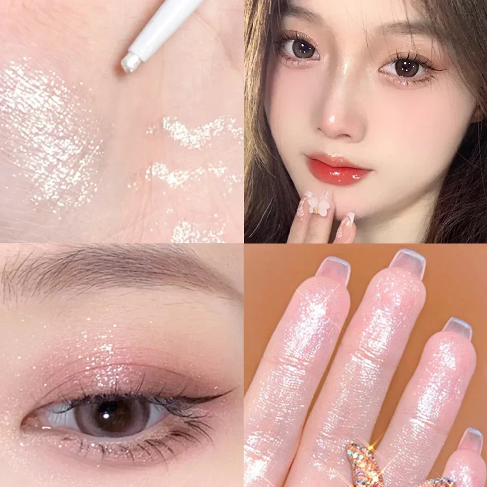 Matte Pink Tea Brown Liegender Seidenraupen-Eyeliner-Stift, natürlicher, aufhellender Glitzer-Augen-Schattenstift, Schimmerkleber, Eyeliner-Kosmetik