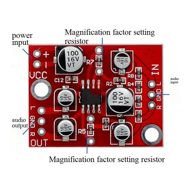 AD828/TDA1308 Operational Amplifier Pre-Amplification Board, Audio Amplification Module, Single Power Supply, 5V-15V