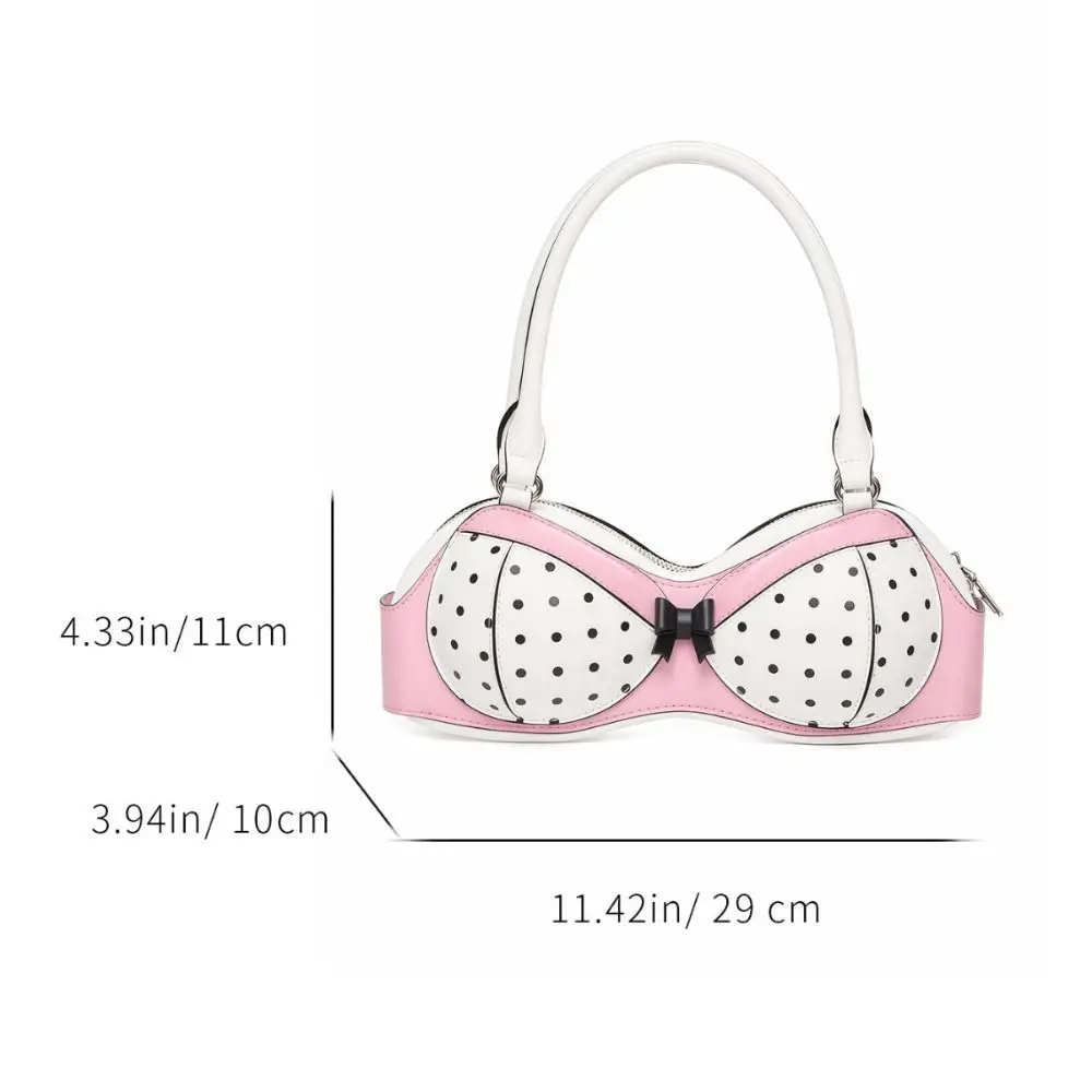 Novelty Korean Style Polka Dot Bra Shoulder Bag Bra Shape Harajuku Pink Bikini Handbag Unique Spicy Girl Underarm Bag Daily view 6