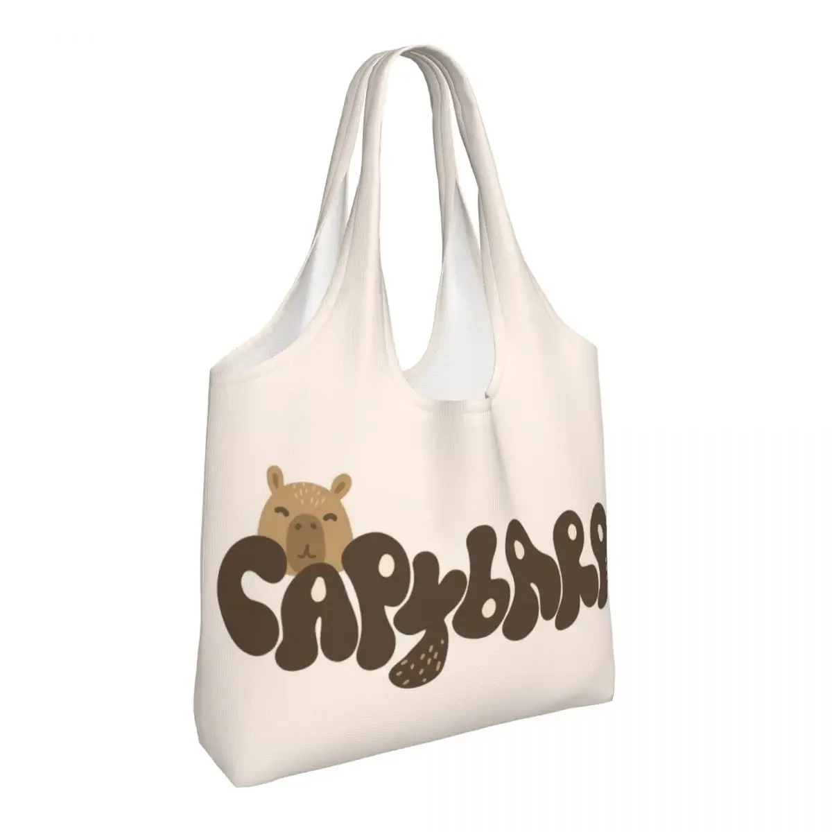 Custom Capybara Cute Popular Animals Shopping Tote Bags Reusable Groceries Canvas Shopper Shoulder Bag Photography Handbags