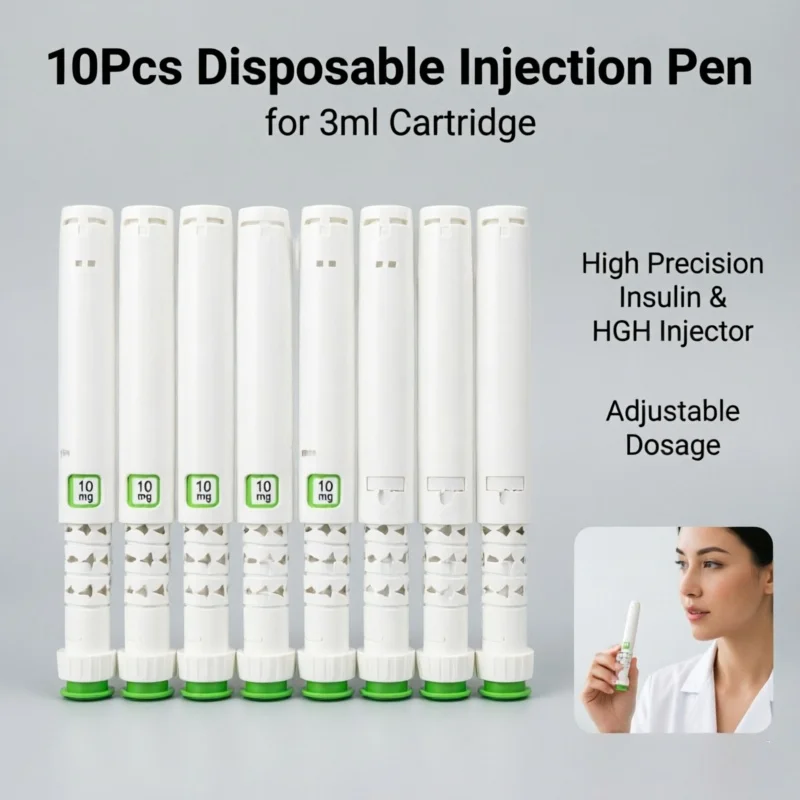 10Pcs Disposable Injection Pen for 3ml Cartridge, High Precision Insulin & HGH Injector Device with Adjustable Dosage, Drug-Free