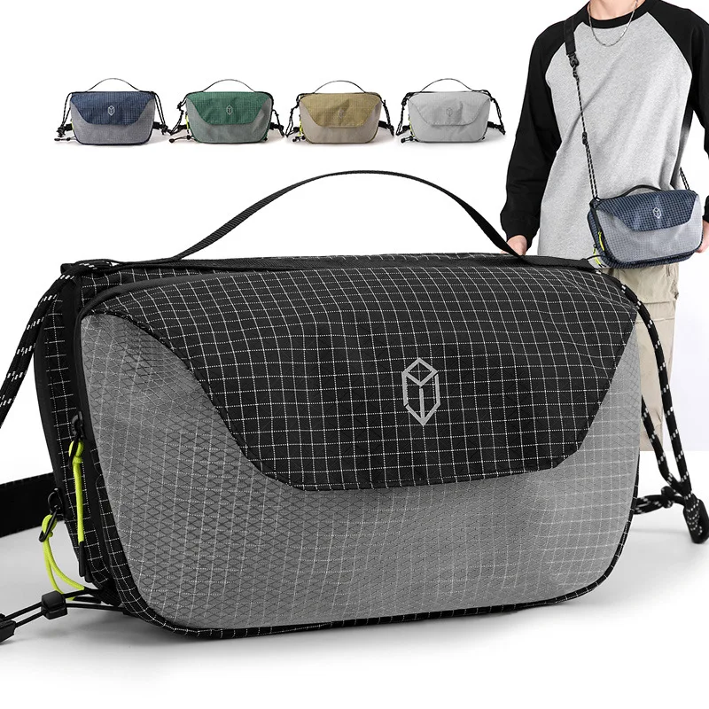 Nylon ultra light simple commuter crossbody bag men's and women's checkered crossbody bag travel waterproof shoulder bag