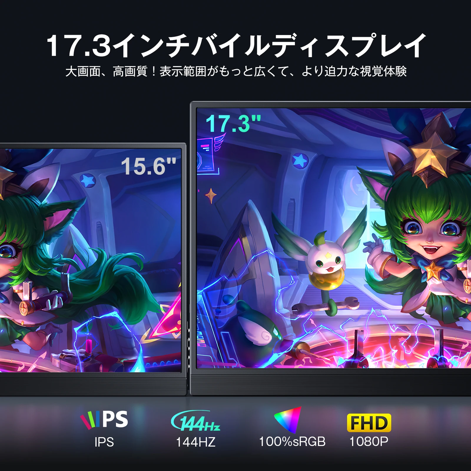 yZ[zAmoudo |[^uj^[ 1920x1080P 17.3 C` 144 Hz Q[j^[ IPS LCD pl ^ USB Type-C XBOX/Switch/PC |[^ufBXvC