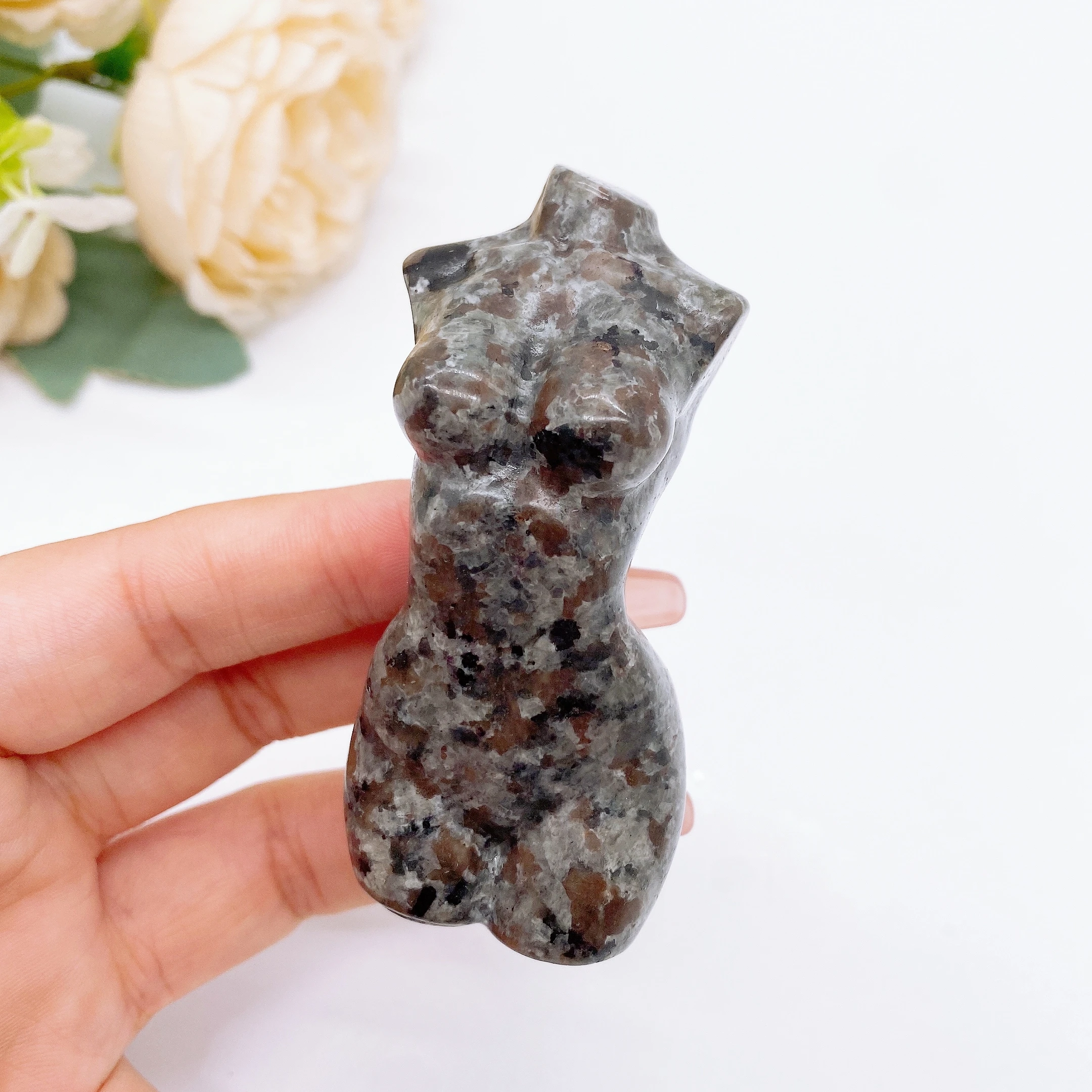 75MM Natural Yooperlite Women Torso Figurine Goddess Crystal Flame Stone Chakra Witchcraft Reiki Healing Spiritual Home Decor