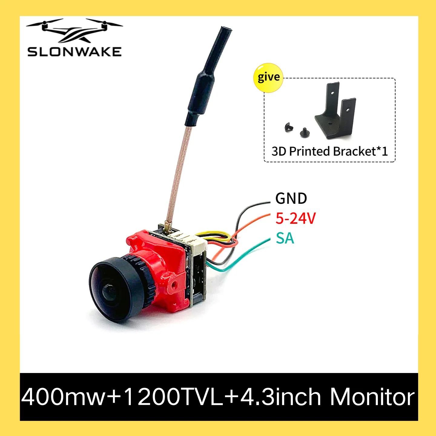 5.8G FPV Monitor with DVR  4.3 Inch LCD Display and 5.8G 48CH 400mW Transmitter Starlight HDR OSD 1200TVL fpv camera for RC VTX