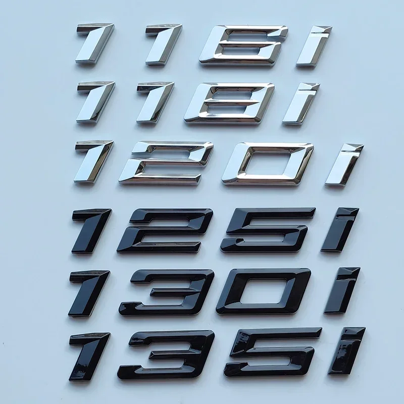 QA New Italian Font Letters 116i 118i 120i 125i 128i 130i 135i 140i Top ABS Emblem for 1 Series Car Trunk Nameplate Logo Sticker