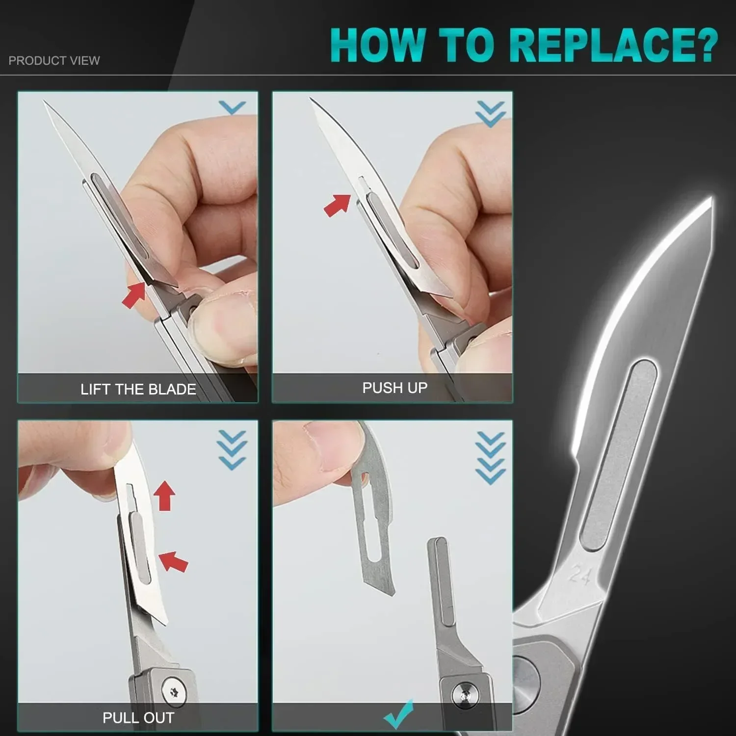 مقبض أسود أداء صغير قابل للطي تكلفة ميكانيكية مشرط سكين طبي قابل للطي EDC سكين جيب تفريغ خارجي #3